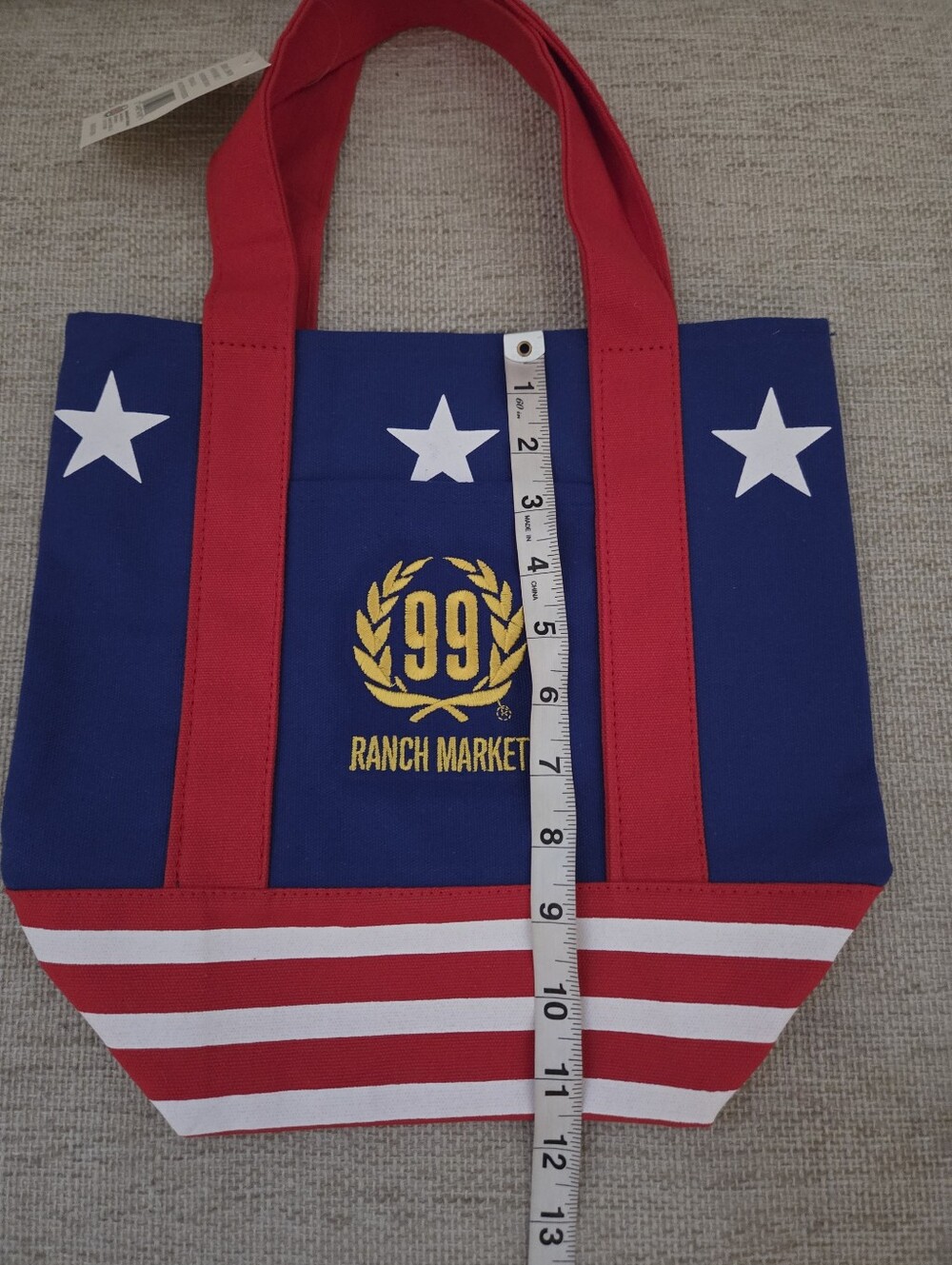 99 Ranch Market Large+ Mini Stars & Stripes Tote Set Of 2 - Picture 12 of 14
